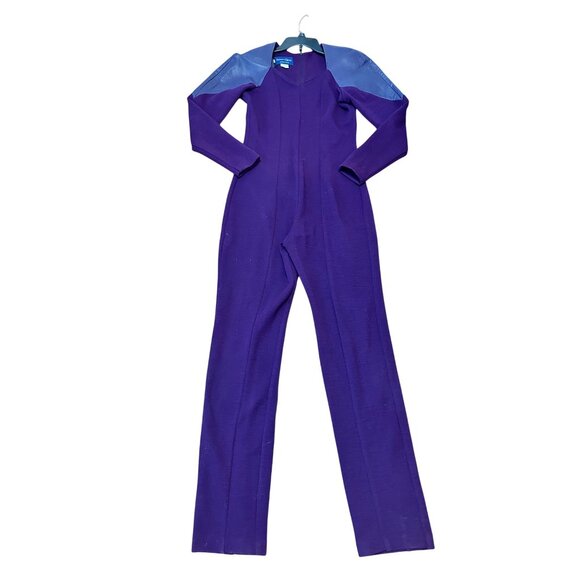 Vintage Robert Elliot Purple Jumpsuit With Blue Leather Accents Medium - Picture 1 of 5